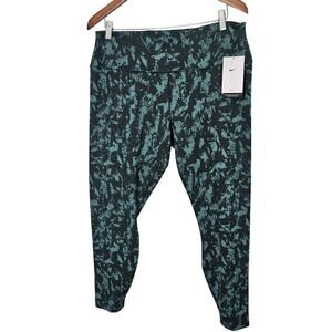Nike Leggings Women Size XXL High Rise 7/8 Green Abstract Fitted Gym Workout
